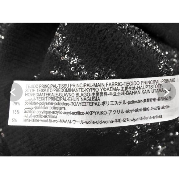 ZARA Sequin Metallic Thread Knit Cardigan Sweater, Black Silver Holiday Party S - Picture 7 of 10